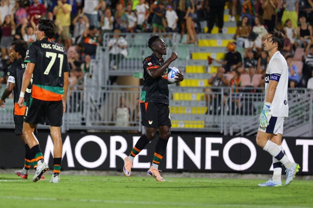 Venezia s Akor Adams during the Frecciarossa Italian Cup 2026 2027 Round of 32 soccer match between Venezia and Modena at Penzo stadium in Venice, Italy - August 15, 2026 - Soccer  Copyright: xMattiaxRadoni LaPressex