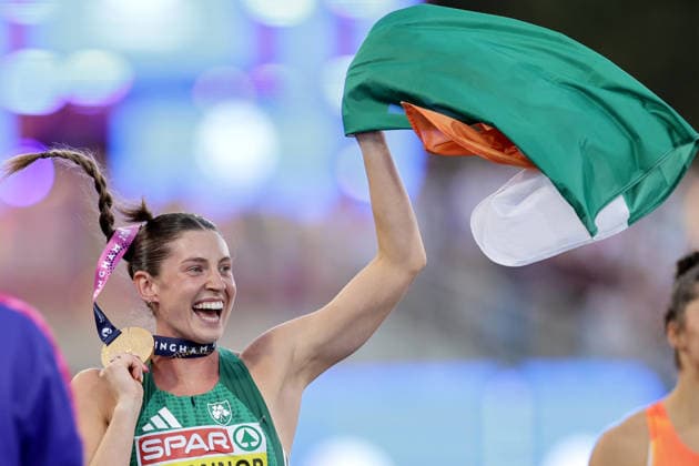 2026 European Athletics Championships, Alexander Stadium, Birmingham, England 15 8 2026 Women™s Heptathlon - 800m Ireland™s Kate O™Connor celebrates after winning gold Kate O™Connor celebrates after winning gold 15 8 2026  Copyright: xx 0S9A7275