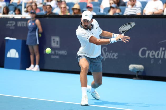 MASON, OHIO - AUGUST 15: Novak Djokovic of Serbia in action during day five of the Cincinnati Open at the Lindner Family Tennis Center on August 15, 2026 in Mason, Ohio.  Copyright: xShainaxBenhiyoun SPPx Sportspressphoto_SPR207594