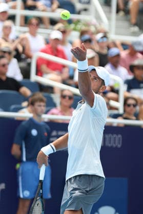 MASON, OHIO - AUGUST 15: Novak Djokovic of Serbia serves the ball during day five of the Cincinnati Open at the Lindner Family Tennis Center on August 15, 2026 in Mason, Ohio.  Copyright: xShainaxBenhiyoun SPPx Sportspressphoto_SPR207603