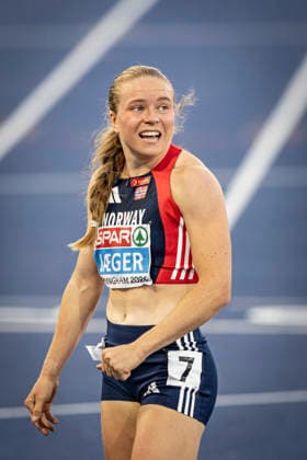 RECORD DATE NOT STATED 15th August 2026; Alexander Stadium, Birmingham, Midlands, England; 2026 European Athletics Championships, Day Six; Henriette Jaeger (NOR) celebrates winning the womens 400m GodfreyxPitt