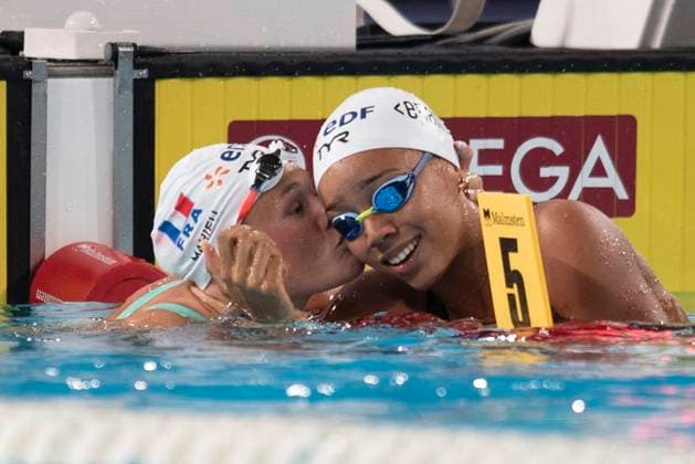 15 08 2026 Natation, MaxPP Femme 100m dos crawlé FRéDéRIQUE GRANDO MAXPPP - Championnat d Europe de natation - Femme 100m dos crawlé - 15 08 2026 femme 100m dos crawlé finale - (c) 2026 Grando MaxPPP pauline mathieu et mary-ambre moluh European Aquatics Championships in Paris, France, 15 August 2026. Saint-Denis (93200) FRANCE  Copyright: xMAXPPPxFRéDéRIQUExGRANDOx FGR202608150198 FGR202608150198
