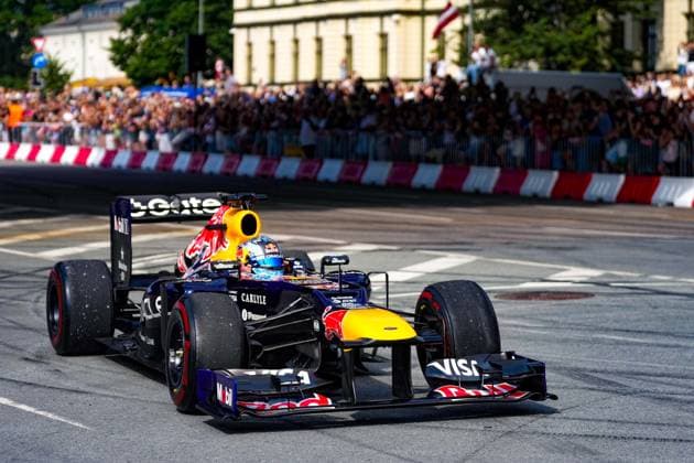August 15, 2026, RÄÂ«Ga, Latvija: PATRICK FRIESACHER, a former Formula 1 driver, drives the Red Bull RB8 through the streets of Riga as part of the Red Bull Showrun in Riga, Latvia, August 15, 2026. RÄÂ«Ga Latvija - ZUMAp305 20260815_zip_p305_001 Copyright: xEdijsxPalensx