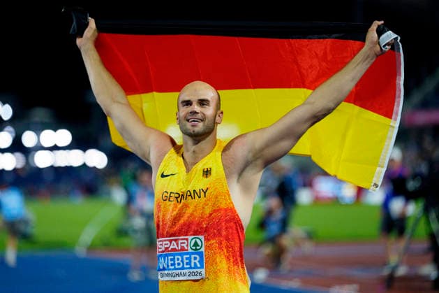 BIRMINGHAM, GREAT BRITAIN - AUGUST 15, 2026 : European champion in the javelin throw: Julian WEBER (GER Germany) during the European Athletics Championships at Alexander Stadium on August 15, 2026 in Birmingham, Great Britain. Great Britain Copyright: xLeahxKohringx