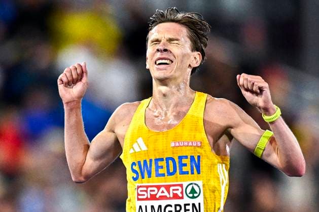 European Athletics Championships Birmingham 2026 - day 6 BIRMINGHAM, ENGLAND - AUGUST 15 : Almgren Andreas (SWE) celebrating on day 6 of the Birmingham 2026 European Athletics Championships on August 15, 2026 in Birmingham, England, 15 08 2026 Birmingham ENGLAND  Copyright: xTomasxSiskx
