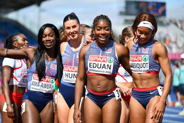 27th European Athletics Championships - Birmingham 2026: Day Six Kristal Ama-Awuah, Amy Hunt, Success Eduan and Imani Lansiquot of Great Britain compete in the Women s 4x100m during the Birmingham 2026 European Athletics Championships at Alexander Stadium in Birmingham, United Kingdom, on August 15, 2026. Birmingham United Kingdom  Copyright: xStefanosxKyriazisx originalFilename:kyriazis-birmingh260815_npJIu.jpg