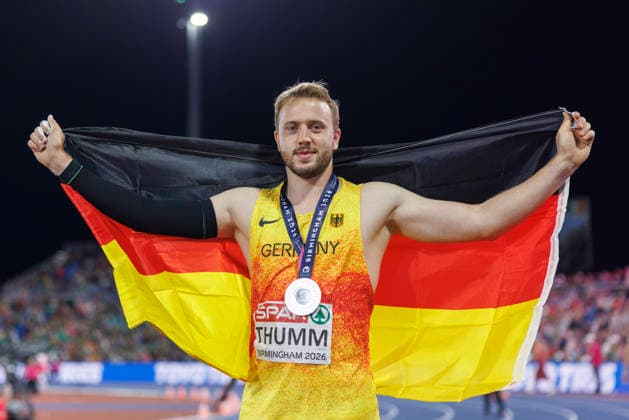 BIRMINGHAM, GREAT BRITAIN - AUGUST 15, 2026: Nick THUMM (GER Germany), Silver in the javelin throw during the European Athletics Championships at Alexander Stadium on August 15, 2026 in Birmingham, Great Britain. Great Britain Copyright: xAxelxKohringx