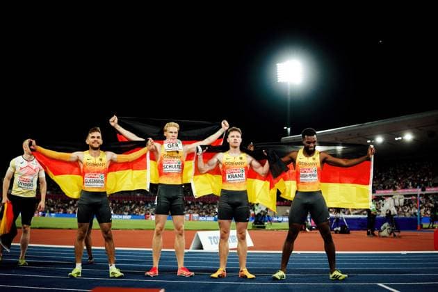 Athletics, European Championships in Birmingham, Men’s 4x100m relay, Germany wins silver