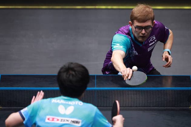 2026 WTT Europe Smash - Sweden - Main Draw - 15 August 2026 - Day 6 Alexis Lebrun of France plays against Tomokazu Harimoto of Japan during the Men s Singles Quarterfinal at the 2026 Europe Smash at the Malmo Arena in Malmo, Sweden, on August 15, 2026. Malmo Sweden  Copyright: xRemyxGrosx originalFilename:gros-europesm260815_npcdE.jpg