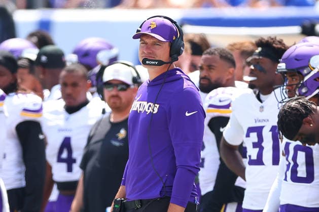 EAST RUTHERFORD, NJ - AUGUST 15: Kevin O Connell head coach of the Minnesota Vikings during the pre-season game against the New York Giants on August 15, 2026 at MetLife Stadium in East Rutherford, New Jersey. (Photo by Rich Graessle Icon Sportswire) NFL, American Football Herren, USA AUG 15 Vikings at Giants EDITORIAL USE ONLY Icon26081530584