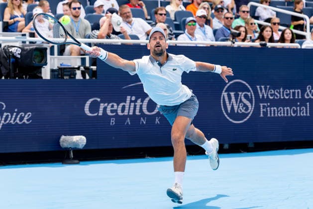 August 15, 2026, Mason, Ohio, U.S: Novak Djokovic (SRB) hits a forehand shot during SaturdayÃ¢â‚¬â ¢s second round of the Cincinnati Open at the Lindner Family Tennis Center , Mason, Oh. Mason U.S - ZUMAs304 20260815_zaf_s304_101 Copyright: xScottxStuartx