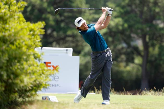 MEMPHIS, TN - AUGUST 15: Tommy Fleetwood of England hits his tee shot on No. 3 during the third round of the FedEx St. Jude Championship, August 15, 2026, at TPC Southwind in Memphis, Tennessee. (Photo by Matthew Maxey Icon Sportswire) GOLF: AUG 15 PGA, Golf Herren FedEx St. Jude Championship EDITORIAL USE ONLY Icon260815030