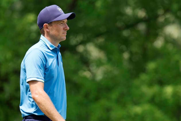 MEMPHIS, TN - AUGUST 15: Jordan Spieth of the United States during the third round of the FedEx St. Jude Championship, August 15, 2026, at TPC Southwind in Memphis, Tennessee. (Photo by Matthew Maxey Icon Sportswire) GOLF: AUG 15 PGA, Golf Herren FedEx St. Jude Championship EDITORIAL USE ONLY Icon260815045