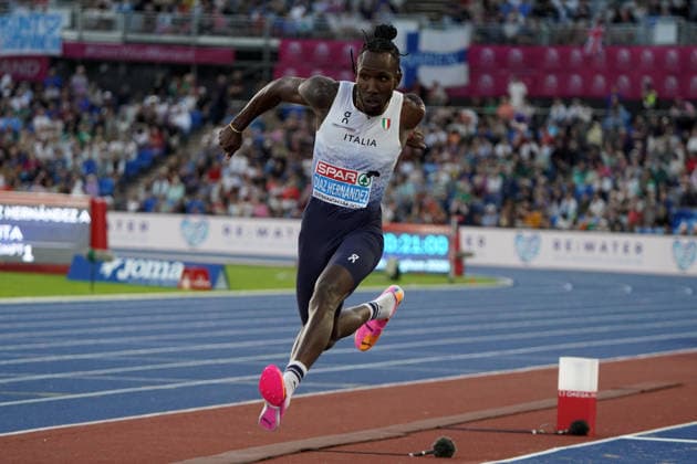 Athletics, European Championships in Birmingham, triple jump, men, European champion Andy Diaz
