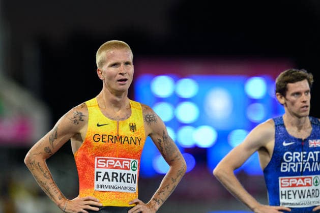 BIRMINGHAM, GREAT BRITAIN - August 15: Dejected Robert Farken (Germany) after the 1500 metres final during the European Athletics Championships 2026 at Alexander Stadium in Birmingham, Great Britain (Photo by Sven Beyrich Sports Press Photo)  Copyright: xSvenxBeyrich SportsxPressxPhotox Sportspressphoto_SPR207875