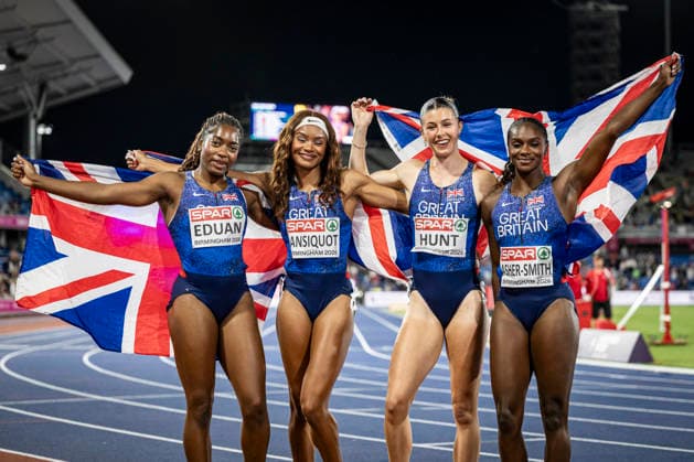 Athletics, European Championships in Birmingham, Women’s 4x100m relay, European champions: Great Britain