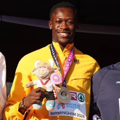 Birmingham , Leichtathletik, Athletics, Track and Field, EAA, Leichtathletik EM Birmingham 2026 European Championships birmingham 2026 , 10.08-17.08.2026, Alexander Stadium Birmingham, Grossbritannien , 200m Männer, 200m Men, Finale Owen Ansah mit Goldmedaille Deutschland, Germany GER Copyright Gladys Chai von der Laage *** Birmingham, Track and Field, Athletics, EAA, 2026 European Athletics Championships in Birmingham, August 10–17, 2026, Alexander Stadium, Birmingham, United Kingdom, Men’s 200m, Final: Owen Ansah wins gold medal for Germany (GER). Copyright Gladys Chai von der Laage