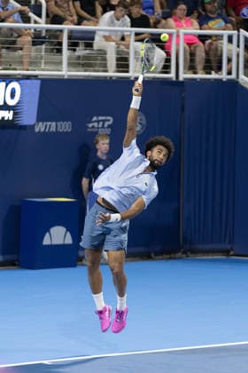 MASON, OHIO - AUGUST 15: Arthur Fils of France serves the ball during day five of the Cincinnati Open at the Lindner Family Tennis Center on August 15, 2026 in Mason, Ohio.  Copyright: xShainaxBenhiyoun SPPx Sportspressphoto_SPR208214