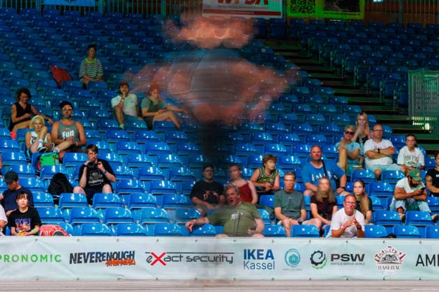 World Freestyle Skateboarding Championships - Men Pro Qualifiers 2026. Germany - Kassel, 15.08.2026 Ismael Perez from Spain shows pirouette (long exposure) during the competition in the Men professional Qualifiers at the World Freestyle Skateboarding Championships 2026 in Kassel, Germany. According to the citys official website compete Riders from more than 30 nations at the international freestyle skateboarding event, combining technical tricks, creativity and individual style in the qualification rounds. Hesse
