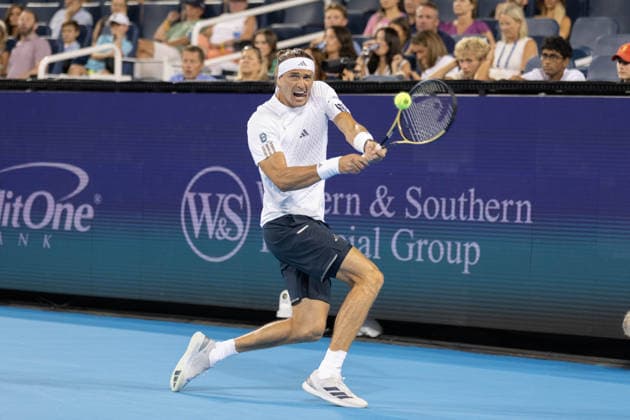 MASON, OHIO - AUGUST 15: Alexander Zverev of Germany in action during day five of the Cincinnati Open at the Lindner Family Tennis Center on August 15, 2026 in Mason, Ohio.  Copyright: xShainaxBenhiyoun SPPx Sportspressphoto_SPR208331