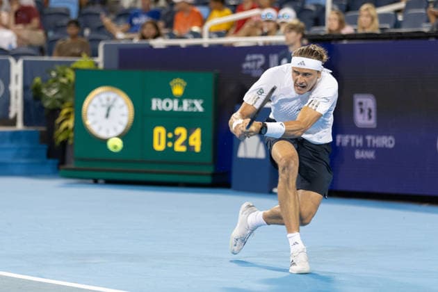 MASON, OHIO - AUGUST 15: Alexander Zverev of Germany in action during day five of the Cincinnati Open at the Lindner Family Tennis Center on August 15, 2026 in Mason, Ohio.  Copyright: xShainaxBenhiyoun SPPx Sportspressphoto_SPR208349