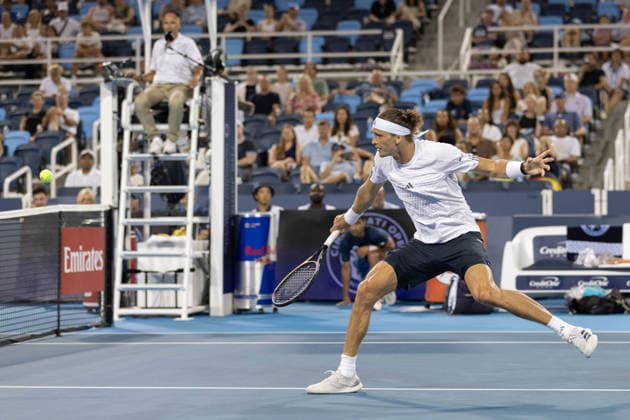 MASON, OHIO - AUGUST 15: Alexander Zverev of Germany in action during day five of the Cincinnati Open at the Lindner Family Tennis Center on August 15, 2026 in Mason, Ohio.  Copyright: xShainaxBenhiyoun SPPx Sportspressphoto_SPR208353