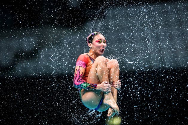 (260816) -- BUDAPEST, Aug. 16, 2026 -- A member of Team Mexico performs during the Team Acrobatic Final of the World Aquatics Junior Artistic Swimming Championships in Budapest, Hungary, on Aug. 15, 2026. (Photo by Xinhua) (SP)HUNGARY-BUDAPEST-ARTISTIC SWIMMING-WORLD JUNIOR CHAMPIONSHIPS-TEAM ACROBATIC DavidxBalogh 