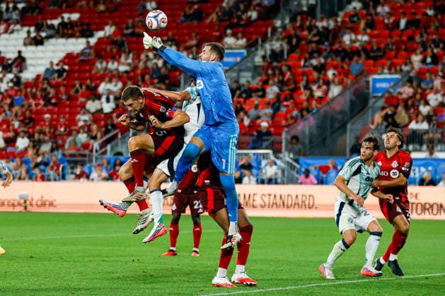 Toronto FC v New England Revolution Luka Gavran 1 of Toronto FC punches the ball away during a Major League Soccer game between Toronto FC and New England Revolution at BMO Field in Toronto, Ontario, Canada, on August 15, 2026. Toronto Ontario Canada  Copyright: xIndrawanxKumalax originalFilename:kumala-majorlea260815_npkSn.jpg