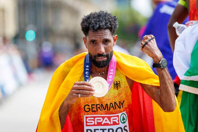 BIRMINGHAM, GREAT BRITAIN - AUGUST 16, 2026: Amanal PETROS (GER Germany) wins the marathon during the European Athletics Championships on August 16, 2026 in Birmingham, Great Britain. Great Britain Copyright: xAxelxKohringx