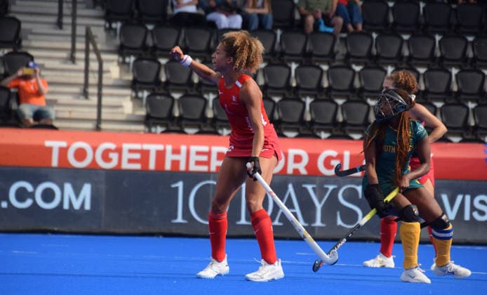 Darcy Bourne (2 England Hockey Team) scores 1-0 during the FIH World Cup game between England and South Africa at Wagener stadion, Amstelveen, Netherlands.  Copyright: xArnexvanxderxBenx xSPPx Sportspressphoto_SPR208368