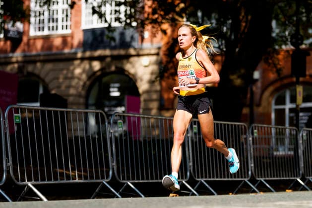 BIRMINGHAM, GREAT BRITAIN - AUGUST 16, 2026 : Laura HOTTENROTT (GER Germany) competing in the marathon during the European Athletics Championships at Alexander Stadium on August 16, 2026 in Birmingham, Great Britain. Great Britain Copyright: xLeahxKohringx