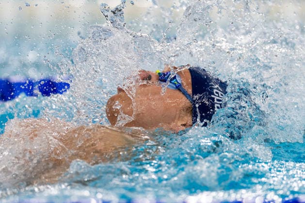 SWIMMING - EAC 2026 PARIS,FRANCE,16.AUG.26 - SWIMMING - European Aquatics Championships Paris 2026, 4x100m individual medley, men. Image shows Max Halbeisen (AUT).  GEPAxpictures xPhilippxBrem