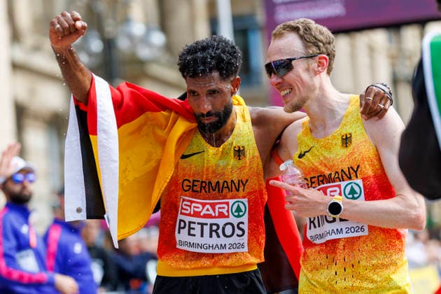 BIRMINGHAM, GREAT BRITAIN - AUGUST 16, 2026: Amanal PETROS (GER Germany) wins the marathon during the European Athletics Championships on August 16, 2026 in Birmingham, Great Britain. Richard RINGER (GER Germany). Great Britain Copyright: xAxelxKohringx
