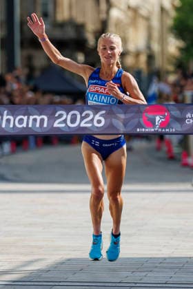 BIRMINGHAM, GREAT BRITAIN - AUGUST 16, 2026: Alisa VAINIO (FIN Finland) wins in the marathon during the European Athletics Championships on August 16, 2026 in Birmingham, Great Britain. Great Britain Copyright: xAxelxKohringx