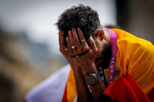 BIRMINGHAM, GREAT BRITAIN - AUGUST 16, 2026: Amanal PETROS (GER Germany) reacts after winning in the marathon during the European Athletics Championships on August 16, 2026 in Birmingham, Great Britain. Great Britain Copyright: xAxelxKohringx