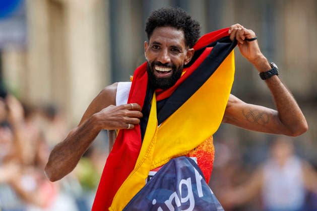 BIRMINGHAM, GREAT BRITAIN - AUGUST 16, 2026: Amanal PETROS (GER Germany) wins in the marathon during the European Athletics Championships on August 16, 2026 in Birmingham, Great Britain. Great Britain Copyright: xAxelxKohringx