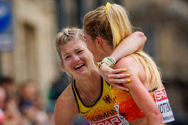 BIRMINGHAM, GREAT BRITAIN - AUGUST 16, 2026: Tabea THEMANN (GER Germany), Laura HOTTENROTT (GER Germany) after competing in the marathon during the European Athletics Championships on August 16, 2026 in Birmingham, Great Britain. Great Britain Copyright: xAxelxKohringx