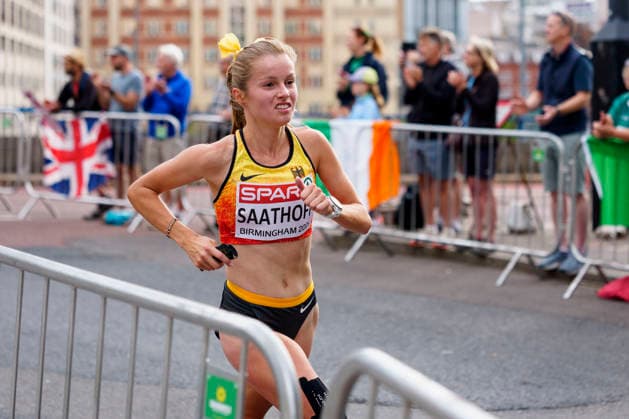 BIRMINGHAM, GREAT BRITAIN - AUGUST 16, 2026 : Katharina SAATHOFF (GER Germany) competing in the marathon during the European Athletics Championships at Alexander Stadium on August 16, 2026 in Birmingham, Great Britain. Great Britain Copyright: xLeahxKohringx