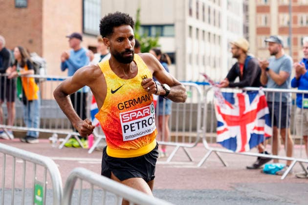 BIRMINGHAM, GREAT BRITAIN - AUGUST 16, 2026 : Amanal PETROS (GER Germany) competing in the marathon during the European Athletics Championships at Alexander Stadium on August 16, 2026 in Birmingham, Great Britain. Great Britain Copyright: xLeahxKohringx