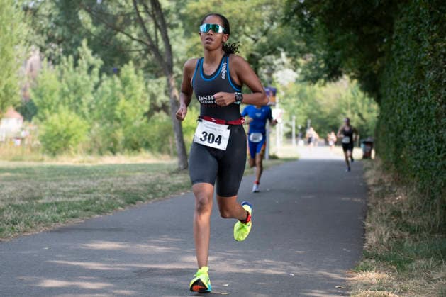 Deutsche Meisterschaften im Swim & Run 2026 Deutschland, Halle Saale 16.August 2026 Im Bild:Ruth Lea Wuttke (DSW12 Darmstadt Triathlon) Halle Saale Peissnitz Ziegelwiese Sachsen Anhalt Deutschland *** 2026 German Swim Run Championships, Halle an der Saale, August 16, 2026. Pictured: Ruth Lea Wuttke, DSW12 Darmstadt Triathlon, Halle an der Saale, Peissnitz, Ziegelwiese, Saxony-Anhalt, Germany