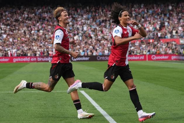 ROTTERDAM , 16-08-2026 , Stadium De Kuip , season 2026 2027 , Dutch Eredivisie football . match between Feyenoord and Go Ahead Eagles, Picture shows Feyenoord player Gjivai Zechiel scores 1-0 for Feyenoord Feyenoord - Go Ahead Eagles  x205775186x Copyright: