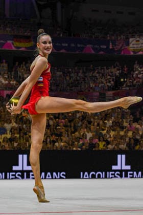 August 16, 2026, Frankfurt, Hesse, Germany: German gymnast DARJA VARFOLOMEEV competes in the 42nd Rhythmic gymnastics, Rhythmische Sportgymnastik, RSG World Championships group individual ball finals in the Festhalle in Frankfurt, Hesse, Germany on Sunday, August 16, 2026. 2026 Rhythmic Gymnastics World Championships Individual Finals  - ZUMAd168 20260816_zsp_d168_045 Copyright: xKaixDambachx
