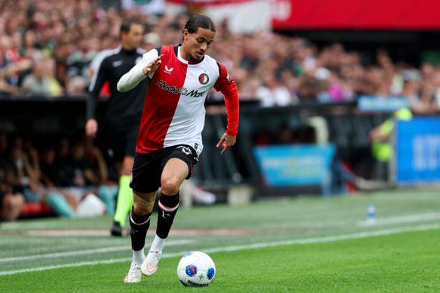2026-08-16 Feyenoord v Go Ahead Eagles - Dutch Eredivisie ROTTERDAM, NETHERLANDS - AUGUST 16: Anis Hadj Moussa of Feyenoord runs with the ball during the Dutch Eredivisie match between Feyenoord and Go Ahead Eagles at Stadion Feijenoord on August 16, 2026 in Rotterdam, Netherlands. Rotterdam Stadion Feijenoord Netherlands Content not available for redistribution in The Netherlands directly or indirectly through any third parties. Copyright: xHansxvanxderxValkx