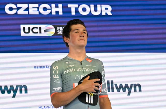 Czech Tour cycling race, Stage 4, in Prostredni Becva, Czech Republic, on August 16, 2026. Overall winner Andrew August from the Netcompany INEOS team. (CTKxPhoto DaliborxGluck) CTKPhotoP2026081603490  CTKPhotoP2026081603490