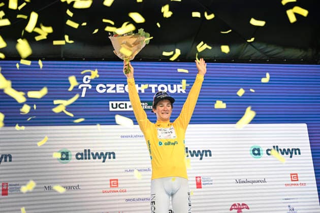 Sport Bilder des Tages Czech Tour cycling race, Stage 4, in Prostredni Becva, Czech Republic, on August 16, 2026. Overall winner Andrew August from the Netcompany INEOS team. (CTKxPhoto DaliborxGluck) CTKPhotoP2026081603534  CTKPhotoP2026081603534
