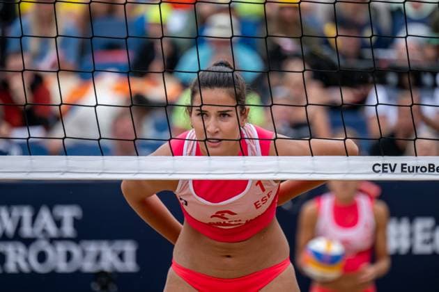 STARE JABLONKI, POLEN - AUGUST 16: Sofia Izuzquiza Corulla (Player 1, ESP) during the European Championships Beach volleyball, Beachvolleyball at Stare Jablonki on August 16, 2026 in Stare Jablonki, Polen. Polen Copyright: xPeterxWeberx