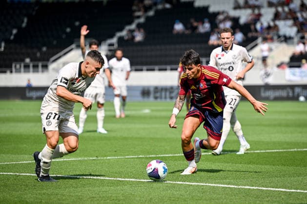 LUGANO, SWITZERLAND - AUGUST 16: Mattia Zanotti of Lugano L) in action during the Swiss Cup match between Vedeggio Calcio and FC Lugano at AIL Arena on August 16, 2026 in Lugano, Switzerland. Lugano AIL Arena Ticino Switzerland *** LUGANO, SWITZERLAND, AUGUST 16 — Mattia Zanotti of Lugano L in action during the Swiss Cup match between Vedeggio Calcio and FC Lugano at AIL Arena on August 16, 2026, in Lugano, Switzerland. Lugano, AIL Arena, Ticino, Switzerland Copyright: xJustPictures.ch AndreaxBrancax jp-en-EuSpIm-AB_16082026_3876