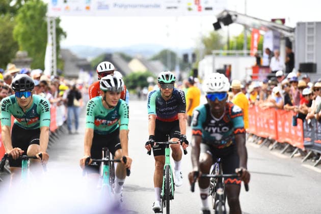 August 16, 2026, Saint Martin De Landelles, Normandie, France: The French Olympic biathlon champion is competing in his first professional cycling raceNthe Polynormande in western FranceNwith the French team Decathlon CMA CGM on August 16, 2026. Saint Martin De Landelles France - ZUMAh284 20260816_znp_h284_011 Copyright: xRonanxHoussinx