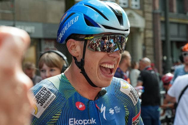Deutschland: Hamburg - Buxtehude: ADAC Cyclassics 2026 (1.UWT), UCI Worldtour, Männer Elite, Eintages Radrennen: Sieger der DAC Cyclassics 2026: Paul Magnier, Soudal Quick-Step, Startnummer 21 *** Germany, Hamburg, Buxtehude, ADAC Cyclassics 2026, 1 UWT, UCI World Tour, Men s Elite, One-Day Cycling Race. Winner of the ADAC Cyclassics 2026: Paul Magnier, Soudal Quick-Step, bib number 21 Copyright: xStefanxTrochax
