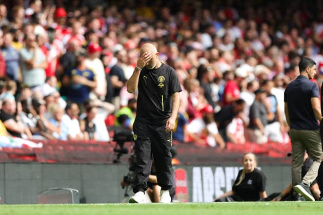 Sport Bilder des Tages Arsenal v Manchester City, FA Community Shield Enzo Maresca Manager of Manchester City looks dejected during the FA Community Shield match between Arsenal and Manchester City at Millenium Stadium, Cardiff, UK on 16 August 2026. Editorial use only DataCo restrictions apply See www.football-dataco.com , Copyright: xNigelxKeenex PSI-24687-0022